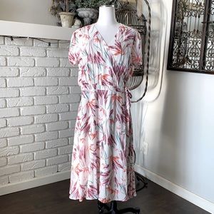 ATELIER BLUE SHORT SLEEVE FLORAL WRAP DRESS XL HOBO NEW